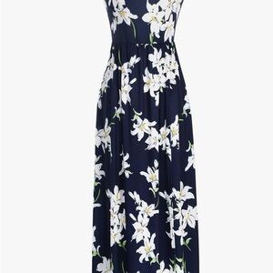 Floral Maxi Dress in Navy and White